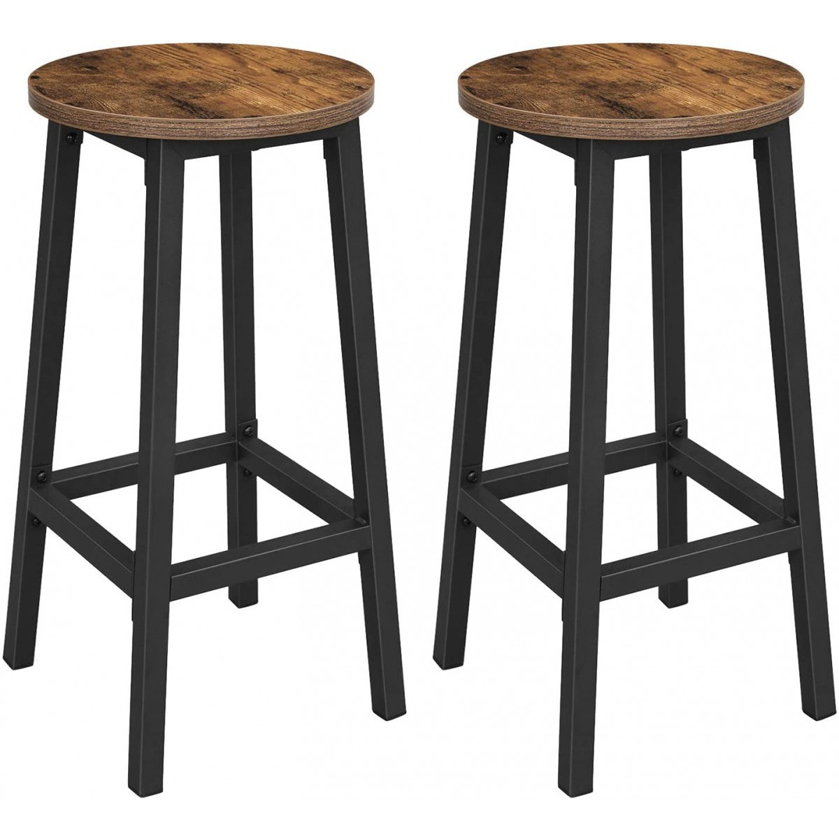 sgabelli da bar 2pz 32x65cm seduta rotonda legno marrone metallo megamix.sk