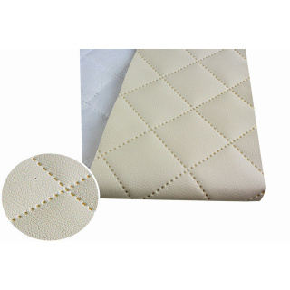 Tessuto per rivestimenti in eco-pelle trapuntata beige 140x50cm