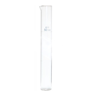 Cilindru Nessler cu palnie, 50 ml, scară albastră 25/50 ml, clasa A, toleranță 0,4 ml