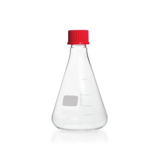 Erlenmeyerova banka (kužeľová) 100 ml s červeným uzáverom GL32, BORO 3.3