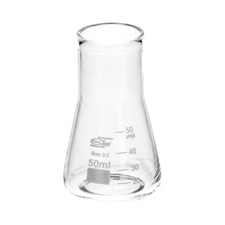 Banka Erlenmeyerova (kužeľová) 50 ml, široké hrdlo, borosilikátové sklo
