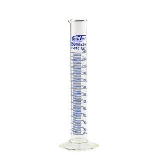 Odmerný valec sklenený 500 ml, modrá stupnica, trieda B