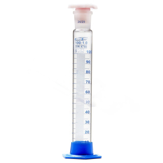 Cilindro graduato in vetro con tappo in sughero PP e base in PP, 250 ml, classe B