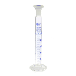 Cilindro graduato in vetro con tappo in sughero PP, 1000 ml, classe A, giunto smerigliato 45/40, con certificato – GLASSCO