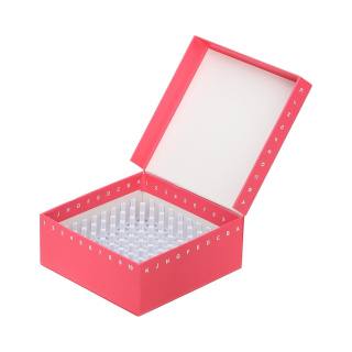 Kartónová krabička na skúmavky 100 miest, výška 54 mm, červená - ID-Color™ CryoKING
