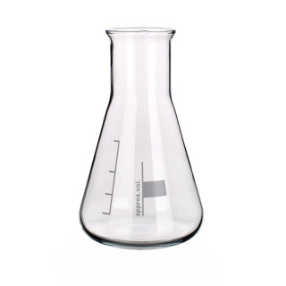 Kolba Erlenmeyerova 250 ml, široké hrdlo, borosilikátové sklo – Glassco
