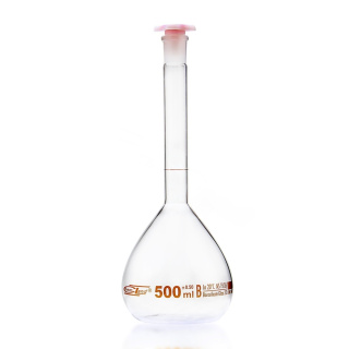 Mérőpohár üveg, 500 ml, B osztály, barna skála, csiszolt csatlakozás 19/26