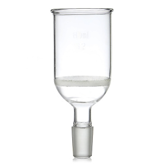 Imbuto filtrante cilindrico con disco sinterizzato G2, 80 ml, giunto smerigliato 19/26, senza beccuccio