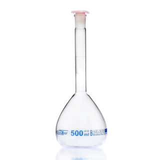 Bicchiere di misura in vetro, 25 ml, classe B, scala blu, giunto smerigliato 10/19 – NewLine