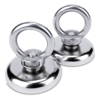 Neodymový magnet s úchytom 50 kg, trieda N52, závit M6 – 2 ks