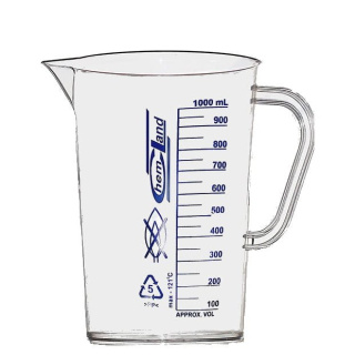 Kadička PP 250 ml s uchom, modrá stupnica