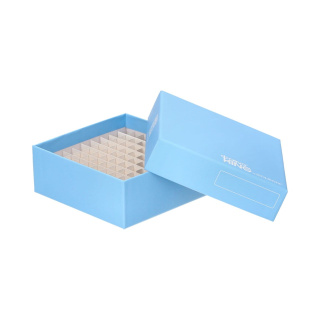 Kartónová krabička na skúmavky Eppendorf a kryoskúmavky, 100 miest, výška 53 mm, modrá - CryoKING