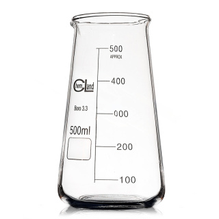 Becher basso tipo Philips con beccuccio, 500 ml, vetro di borosilicato (BORO 3.3), ISO 3819, DIN 12331