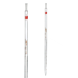 Multidimensionele pipet, 5 ml, klasse B, bruine schaal, "0" bovenaan