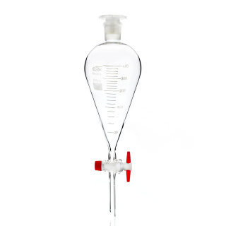 Imbuto separatore conico Squibb graduato, 1000 ml, smeriglio 24/29, rubinetto in PTFE, vetro borosilicato (BORO 3.3)