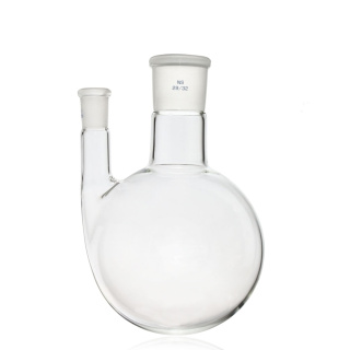 Doppio collo con base tonda, colli dritti, 100 ml, raccordi 29/32 e 14/23, vetro borosilicato (BORO 3.3)