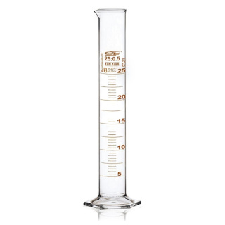 Messzylinder Glas, 500 ml, Klasse B, braune Skala, sechseckiger Glasfuß