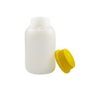 Láhev 250ml HDPE a žlutý uzávěr s uzávěrem