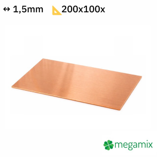 Rézlemez 200x100x1,5 mm