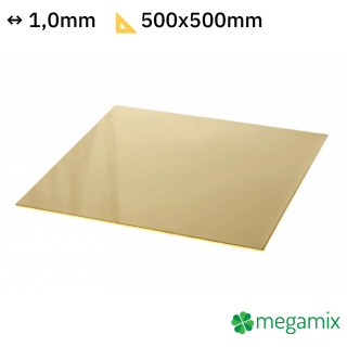 Sárgaréz lap 500x500x1,0mm