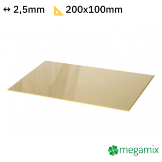 Sárgaréz lap 200x100x2,5mm