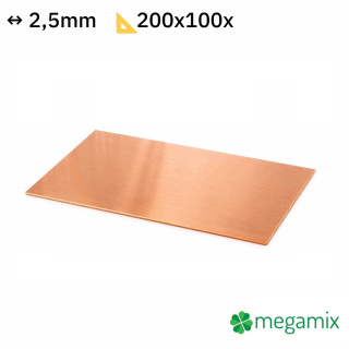Lamina di rame 200x100x2,5 mm