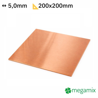 Koperen plaat 200x200x5,0 mm