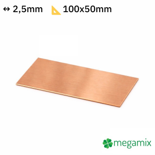 Lamina di rame 100x50x2,5 mm