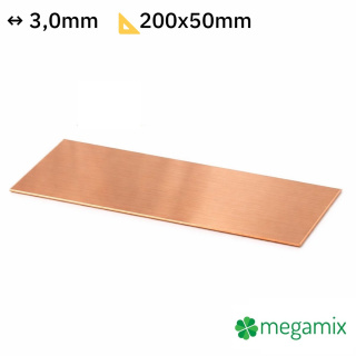 Lamiera di rame 200x50x3,0 mm