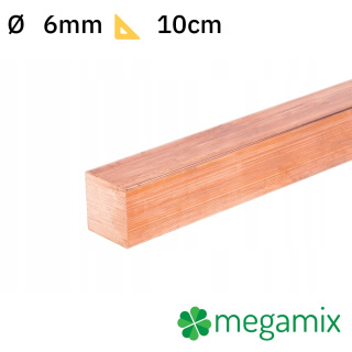 Barra quadra piena in rame 06x06mm 10cm