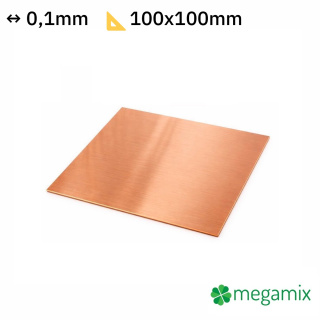 Foaie de cupru grosime 0,1 mm dimensiune 100x100 mm cupru Cu formă