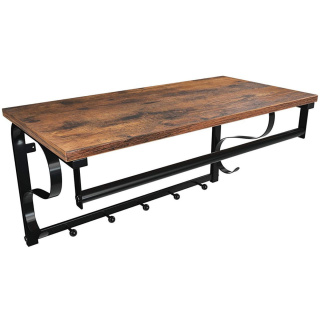 Poliță cu umerașe 60x30x31,7cm rustică maro metal negru