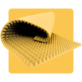 Akustický panel pena Pyramída 200×100 cm 4 cm žltý