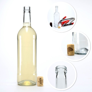Glasweinflasche 750ml 31cm weiß