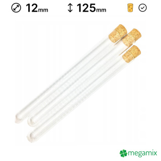 Provetta di vetro 125mm diametro 12mm 10pz