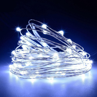 Filo luminoso con 20 lampade a LED a batterie colore della luce bianco freddo