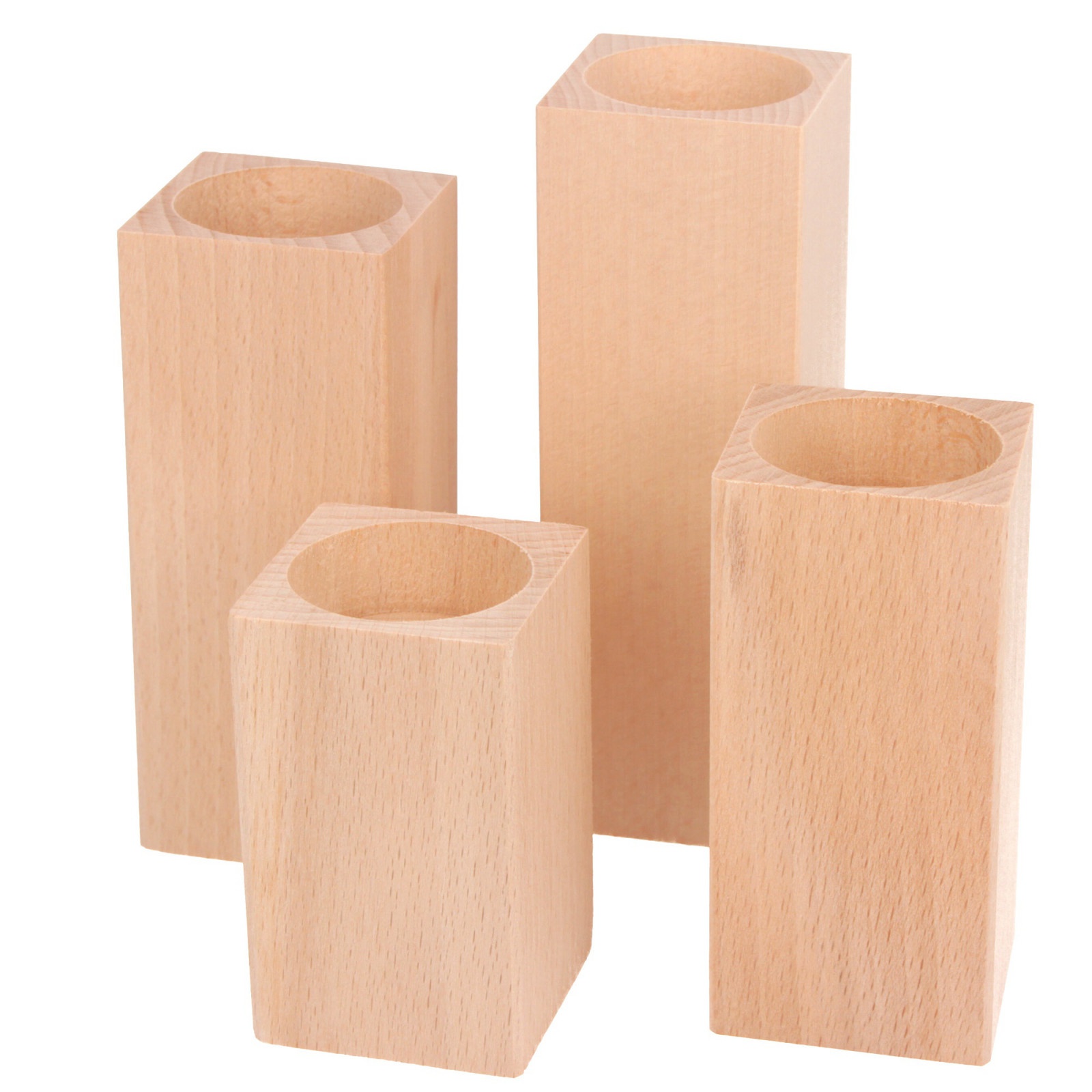 Candelieri quadrati in legno 4 pezzi 8-10-12-14cm megamix.sk