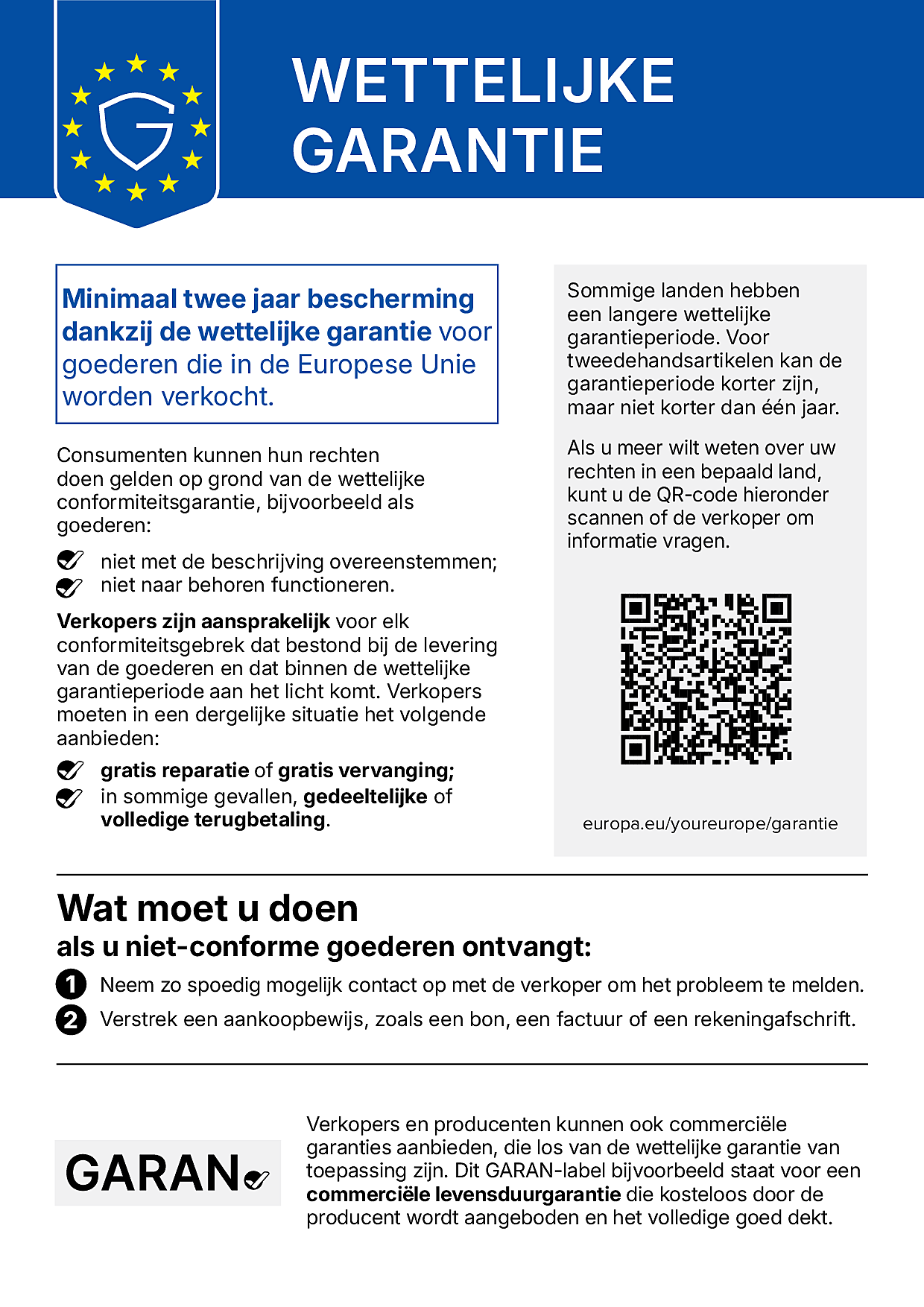 Wettelijke garantiekennisgeving