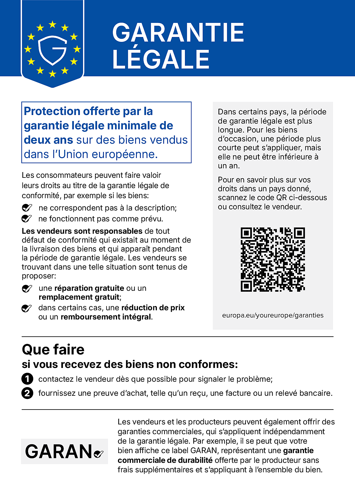 Avis de garantie légale