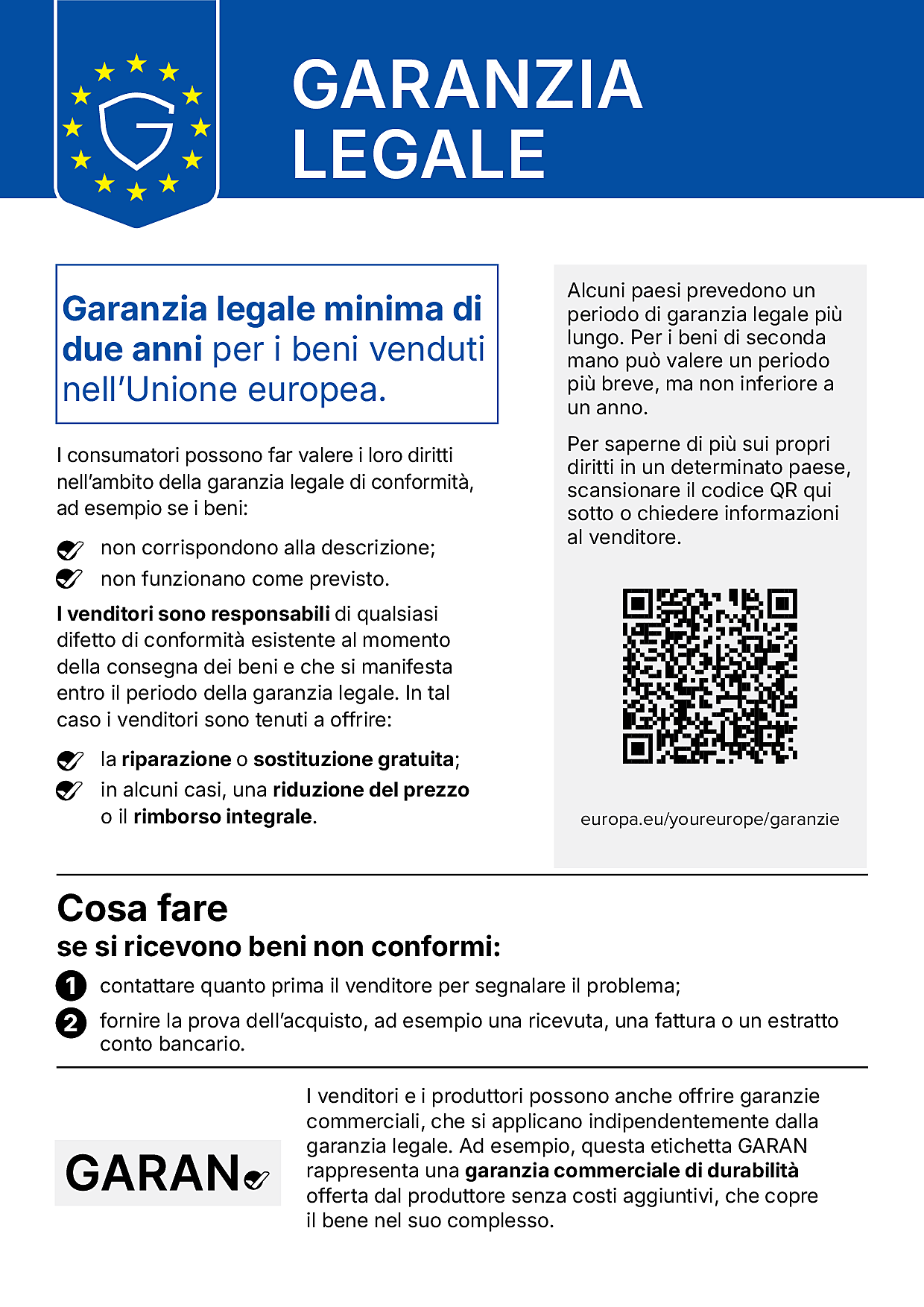 Avviso di garanzia legale